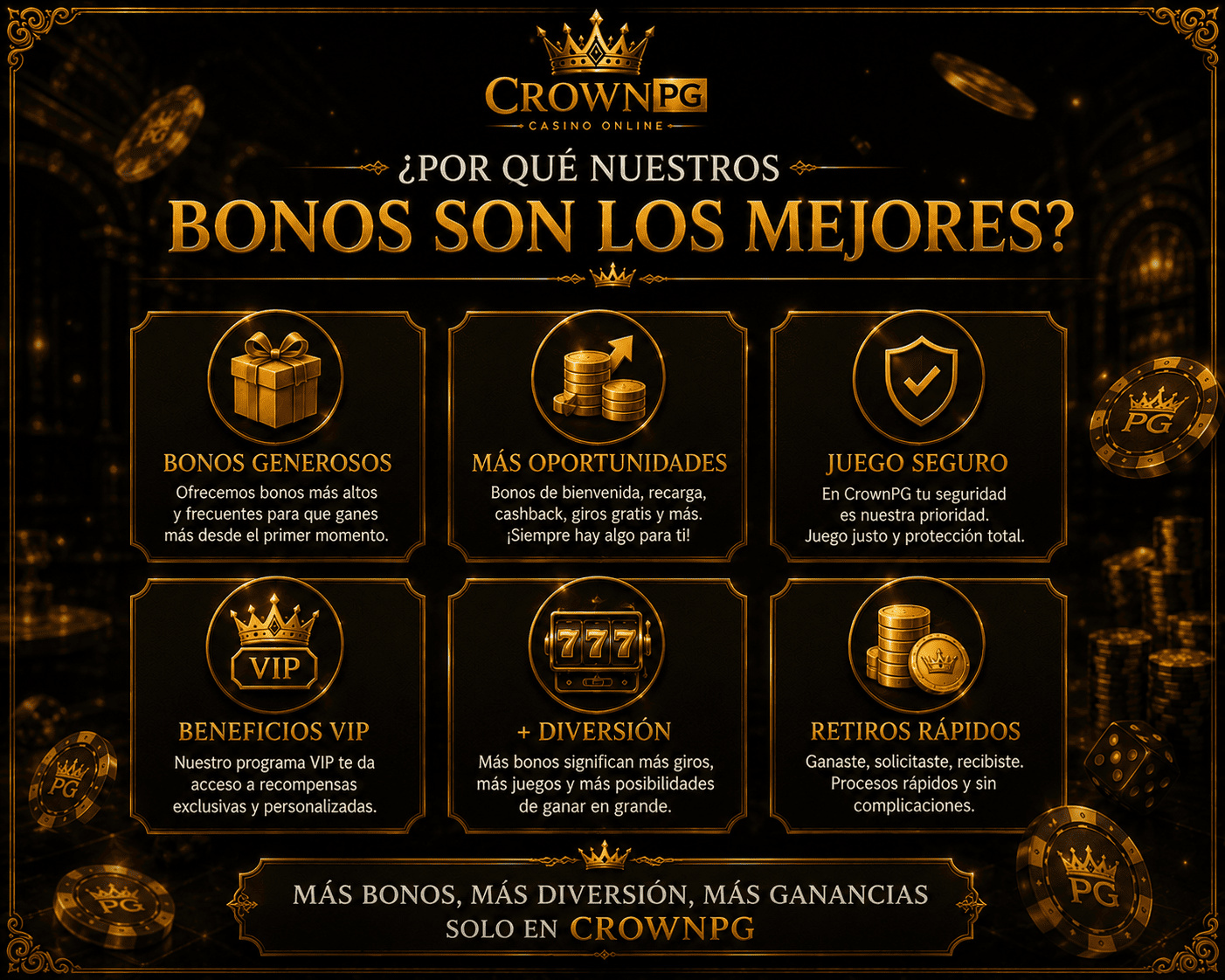 crownpg mobile screen showing casino categories, bonus route, Android access, and login buttons in one organized view